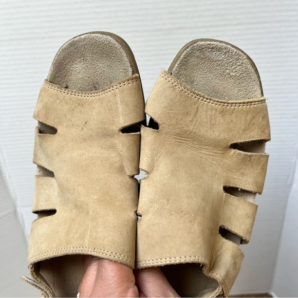 ECCO Beige Leather Wedge Sandals Size 39 - Picture 10 of 13